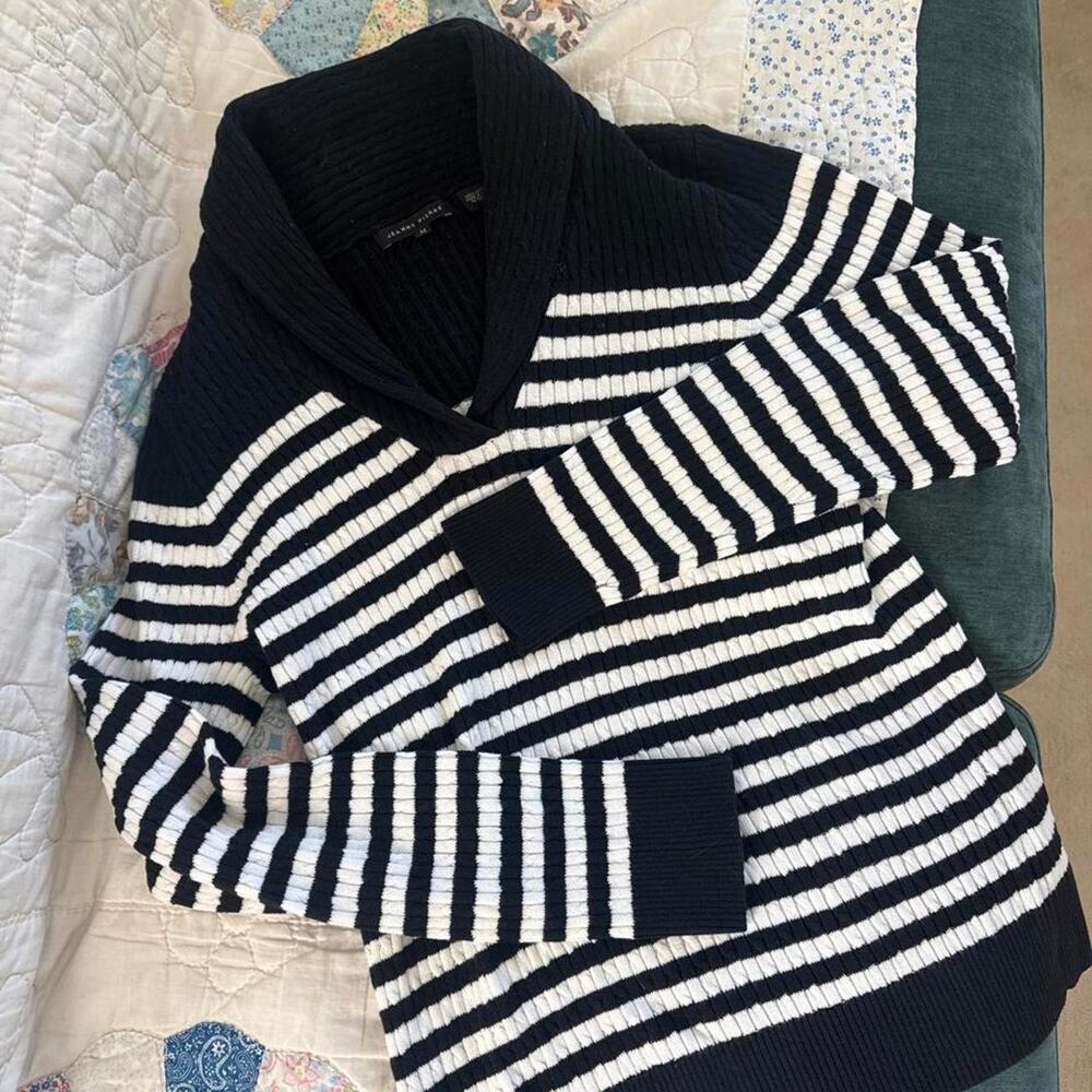 White and black striped sweater